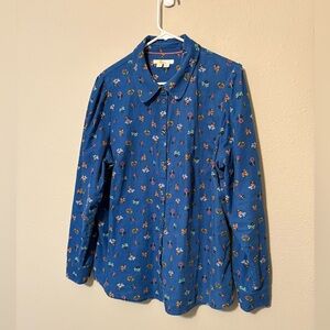 Boden Blue Floral Corduroy Shirt